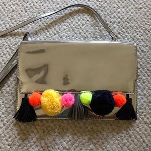 Rebecca Minkoff Sofia Metallic Pom Pom Crossbody